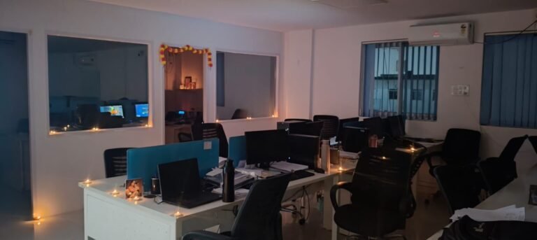 Office lit with diyas for Diwali