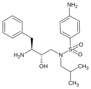 Chemical structure of 4-Amino-N-((2S,3S)-3-amino-2-hydroxy-4-phenylbutyl)-N-isobutylbenzenesulfonamide