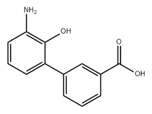 Chemical structure of 3′-Amino-2′-hydroxy-[1,1′-biphenyl]-3-carboxylic acid