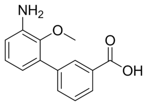 Chemical structure of 3′-Amino-2′-methoxy-[1,1′-biphenyl]-3-carboxylic acid