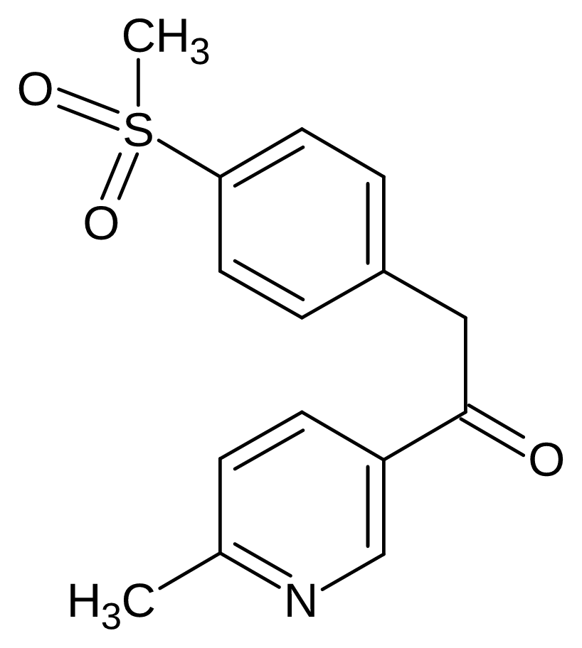 Chemical structure of 1-(6-Methylpyridin-3-yl)-2-[4-(methylsulfonyl)phenyl]ethanone (Keto Sulfone)