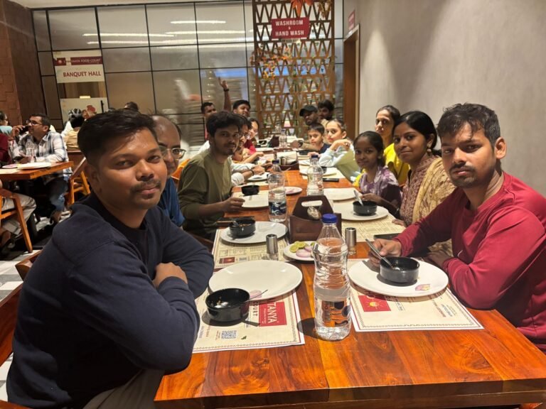 Team dinner at a restaurant
